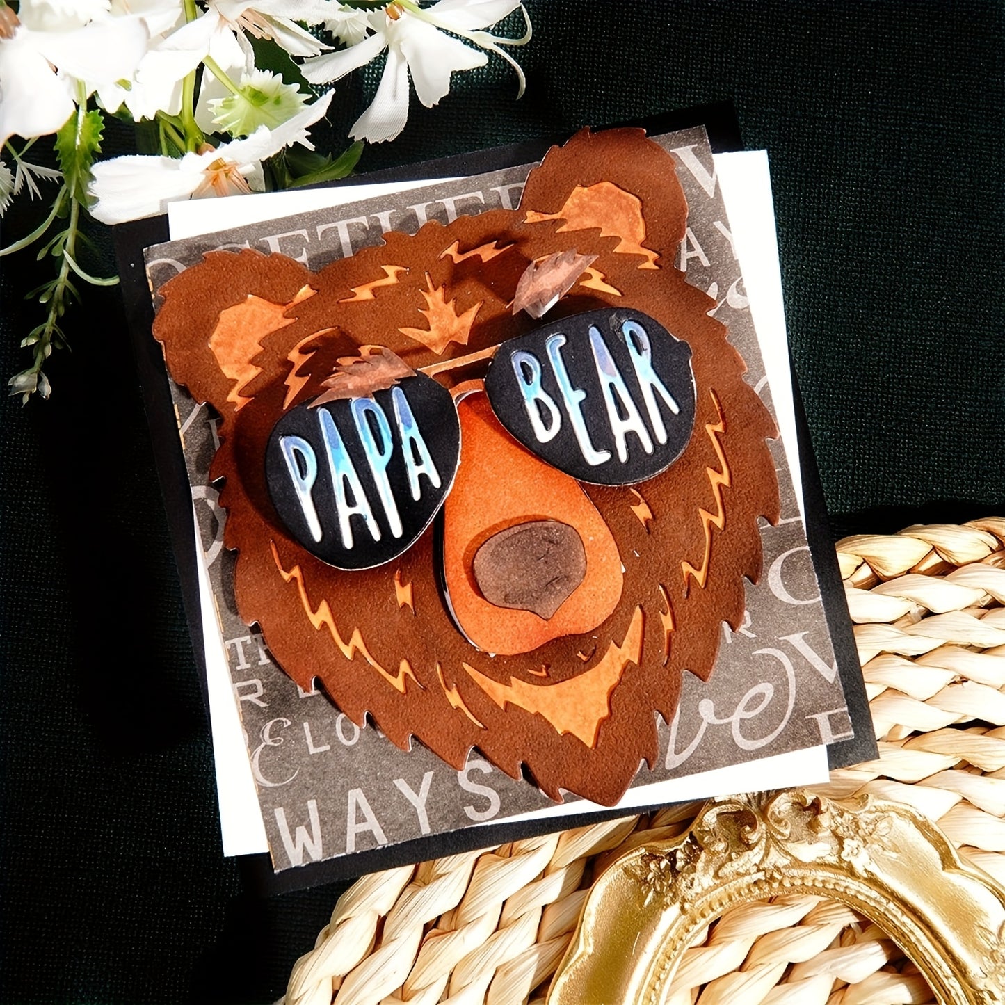 1pc Creative Cool PAPA Bear Glasses Happy Father'S Day Papá Papa Dad Die Cuts Metal Dad Embossing Cutting Dies for DIY ScrapbookingCard Making, and Paper Crafting, Perfect Gift for Moms and Dads, Father'S Day Gift Decorations,Crafting Tools | Decorative C