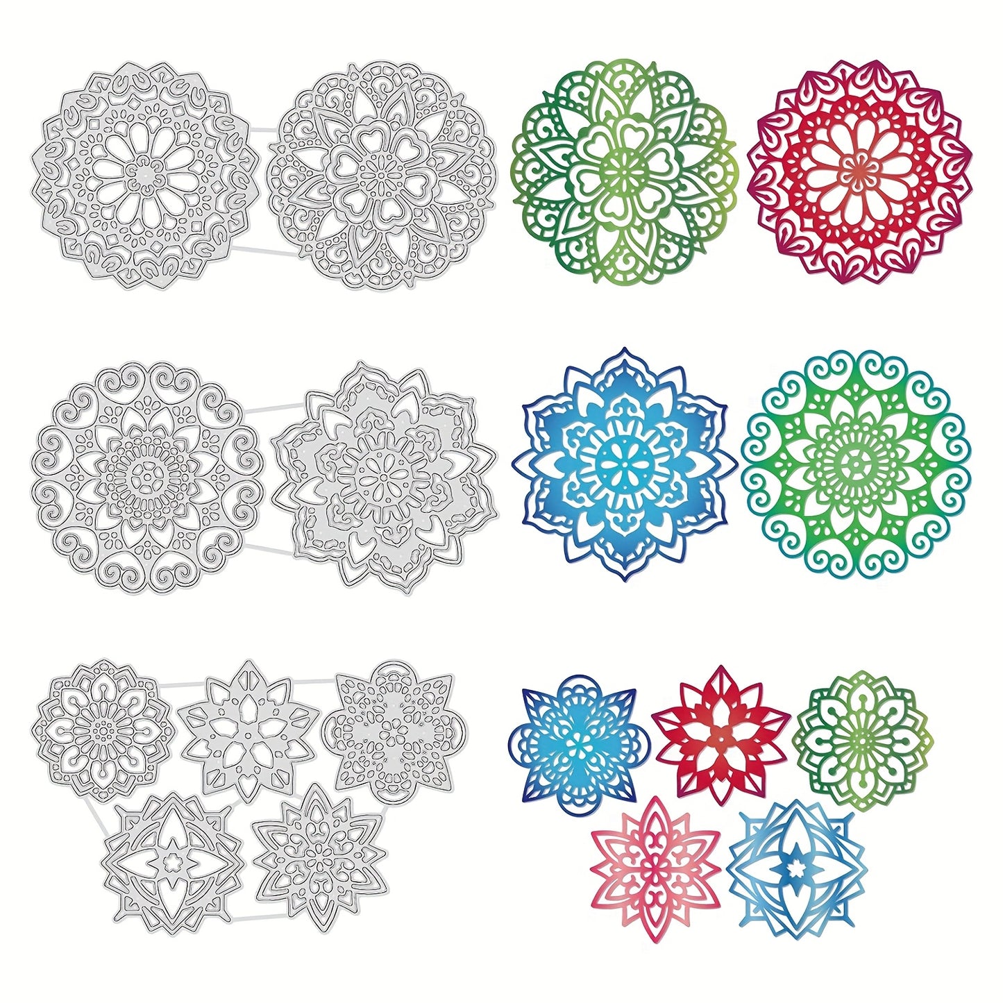 1pc Exquisite Mandala Flowers in Various Shapes Border Background Metal Cutting Dies for DIY Scrapbooking Metal Cut Dies Artist Gards, Making Embossing Photo Album Craft Deco