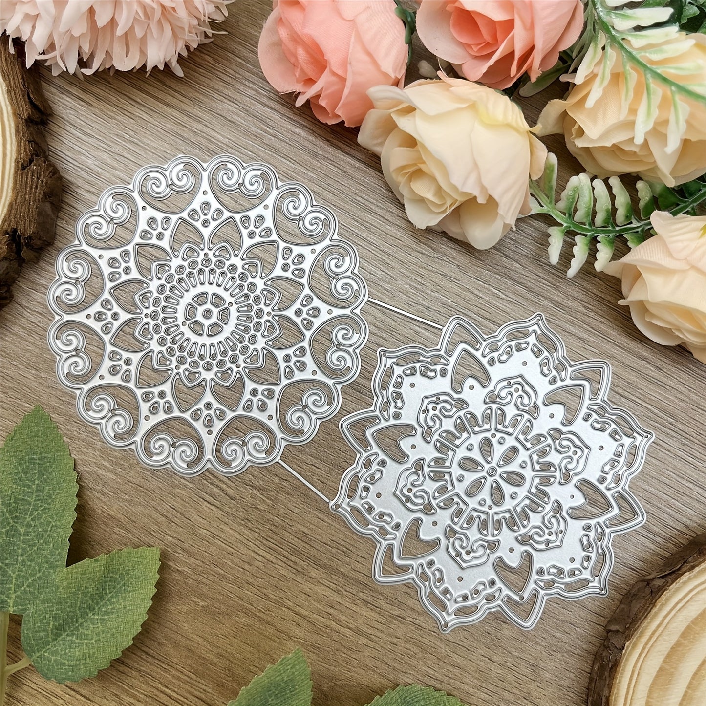 1pc Exquisite Mandala Flowers in Various Shapes Border Background Metal Cutting Dies for DIY Scrapbooking Metal Cut Dies Artist Gards, Making Embossing Photo Album Craft Deco