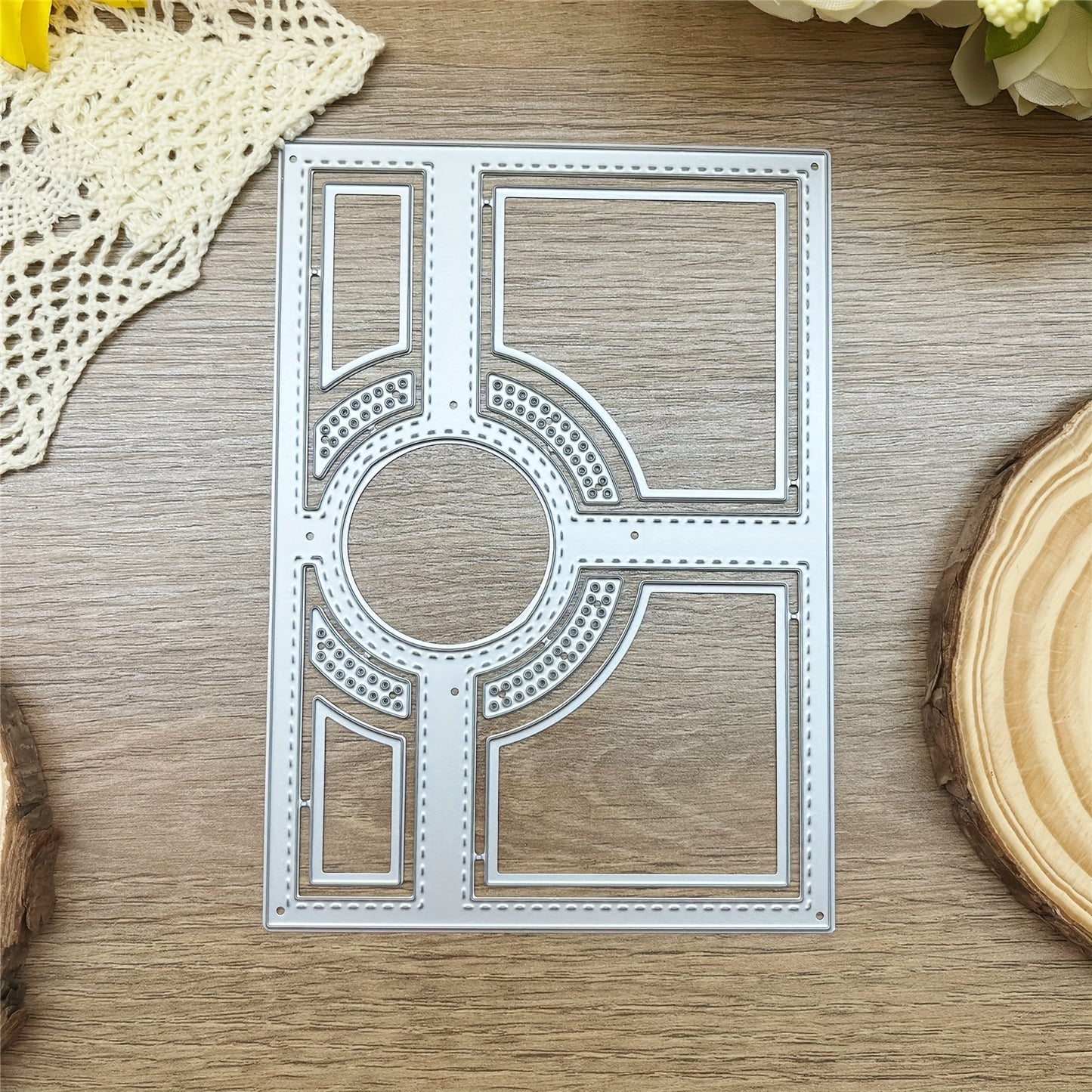 Wedding Season 1pc Rectangle Square Round Shaped Diamond Border Center Photo Album Frame Creativity Greeting Card Cutting Dies for DIY Scrapbooking Metal Cut Dies Artist Greeting Cards, Wedding Invitations Envelopes Die Cuts for Card Making Embossing Phot