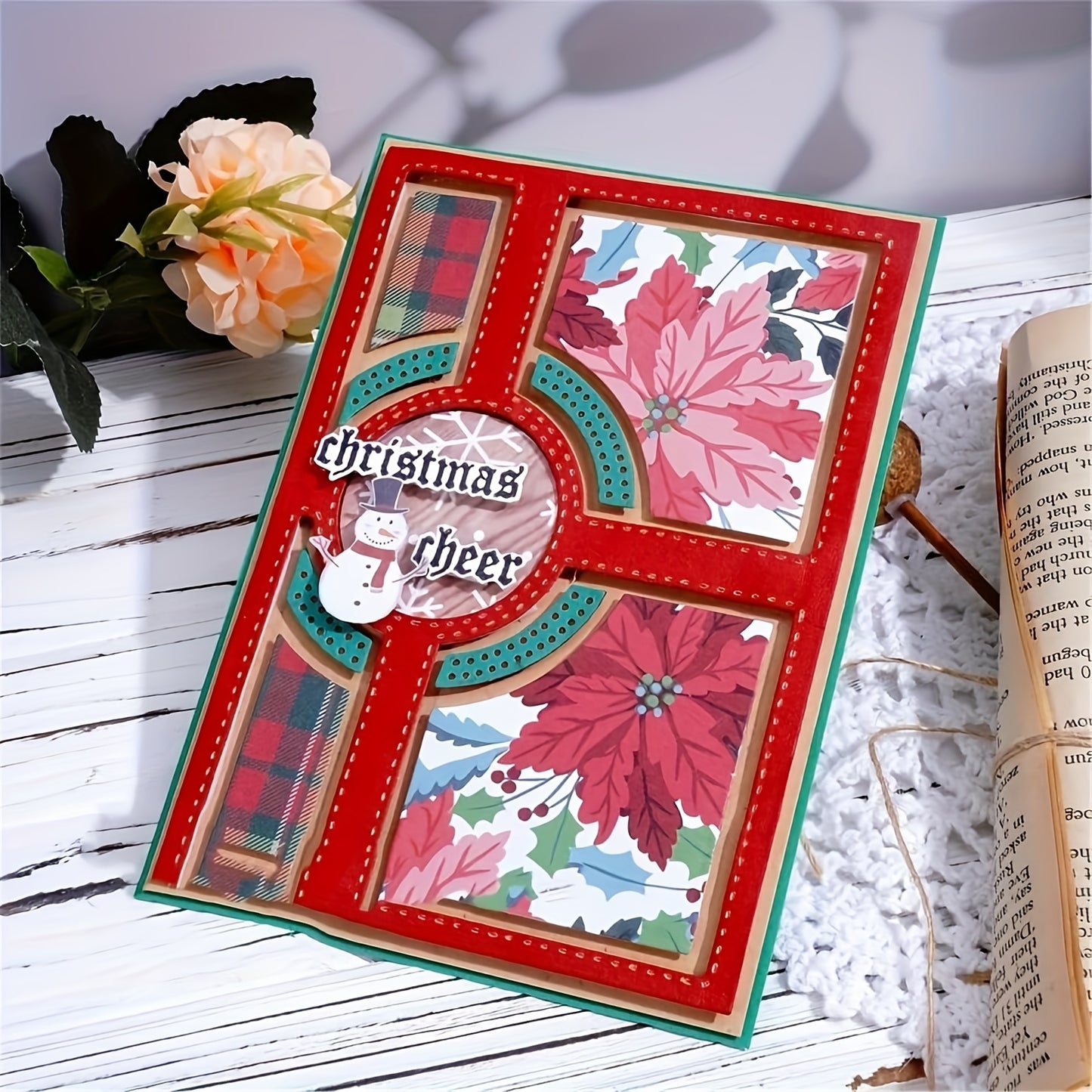 Wedding Season 1pc Rectangle Square Round Shaped Diamond Border Center Photo Album Frame Creativity Greeting Card Cutting Dies for DIY Scrapbooking Metal Cut Dies Artist Greeting Cards, Wedding Invitations Envelopes Die Cuts for Card Making Embossing Phot