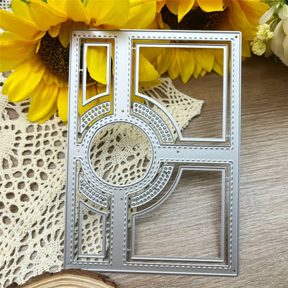 Wedding Season 1pc Rectangle Square Round Shaped Diamond Border Center Photo Album Frame Creativity Greeting Card Cutting Dies for DIY Scrapbooking Metal Cut Dies Artist Greeting Cards, Wedding Invitations Envelopes Die Cuts for Card Making Embossing Phot