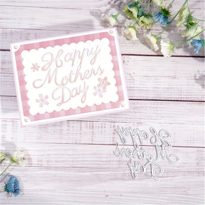 1pc Elegant Metal Cutting Die - "Happy Mother'S Day" with Floral & Heart Design, Perfect for Scrapbooking, Stamping, and DIY Crafts, Wedding & Birthday Decorations, Wedding Decoration | Elegant Script Design | Metallic Finish, Mother'S Day Gifts