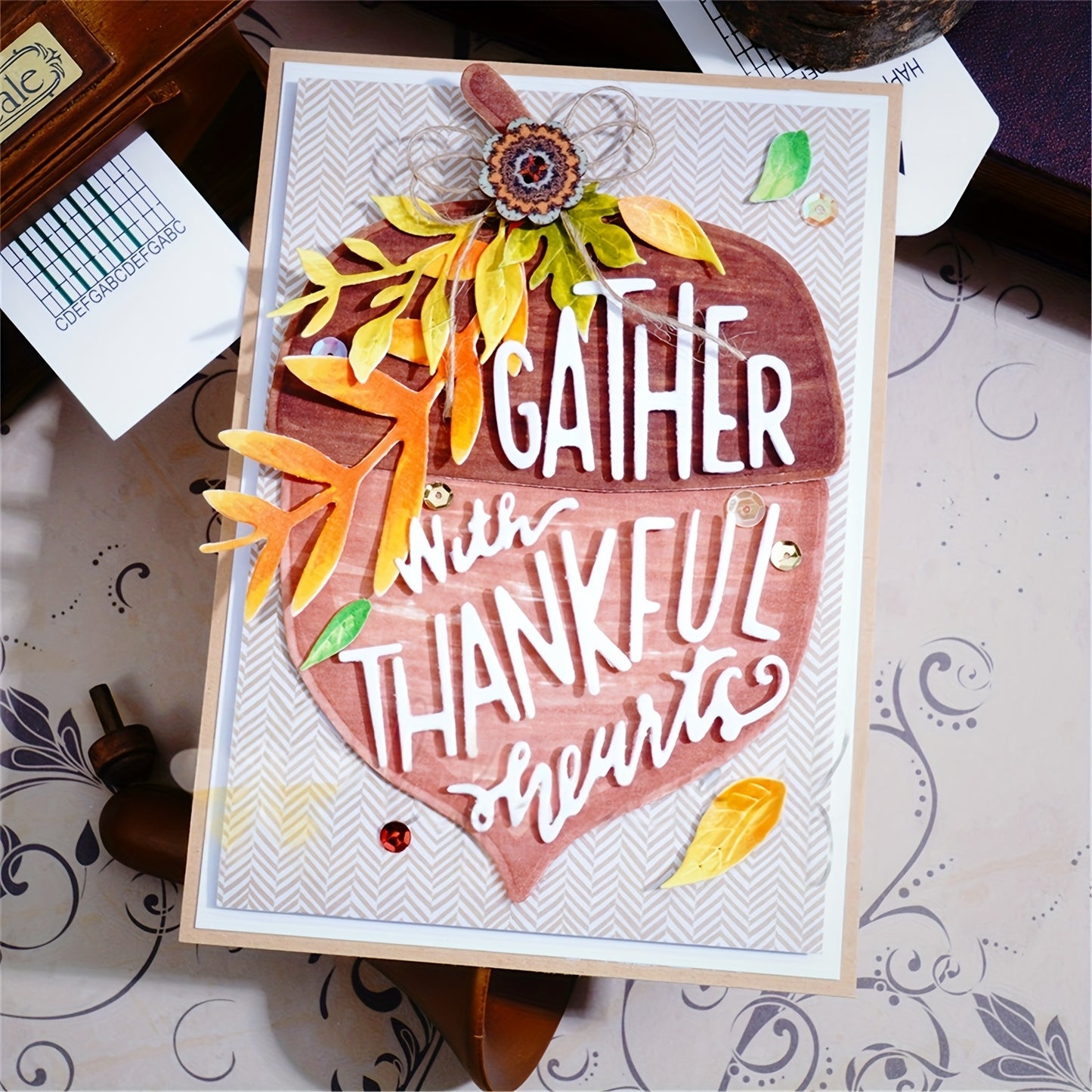 Autumn Thanksgiving 1pc Creative Fall Harvest Hazelnuts and Leaves Metal Cutting Dies, Cut Dies for Card Making, Scrapbooking Paper Decoration Journal Card Greeting Card Wedding Craft Decor Stencils DIY Scrapbooking Cards Decorative Embossing Paper Dies