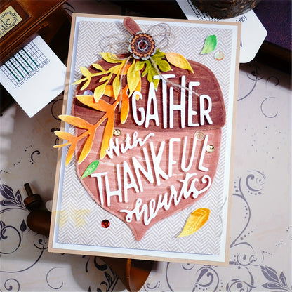 Autumn Thanksgiving 1pc Creative Fall Harvest Hazelnuts and Leaves Metal Cutting Dies, Cut Dies for Card Making, Scrapbooking Paper Decoration Journal Card Greeting Card Wedding Craft Decor Stencils DIY Scrapbooking Cards Decorative Embossing Paper Dies