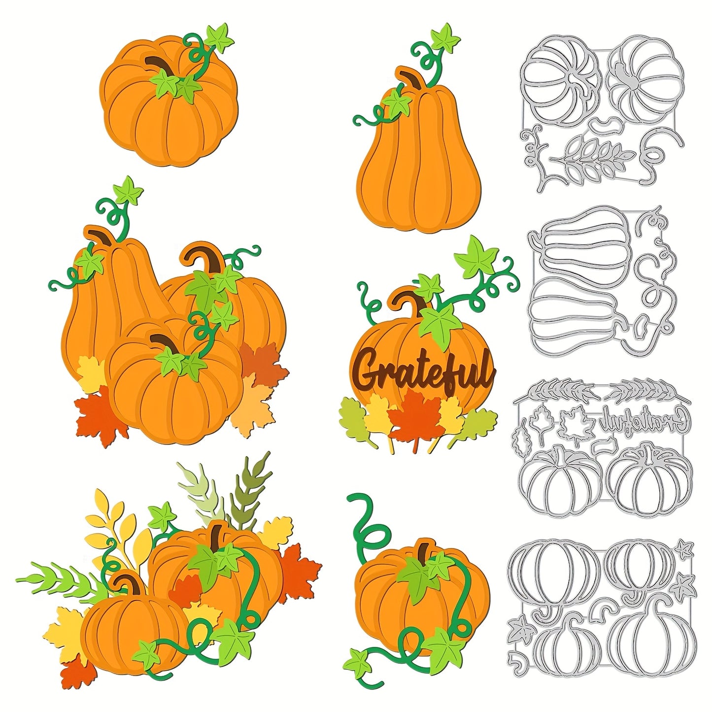 Autumn Thanksgiving 1pc Creative Fall Harvest Pumpkins Metal Cutting Dies, Cut Dies for Card Making, Scrapbooking Paper Decoration, Journal Card Greeting Card Wedding Craft Decor Stencils DIY Scrapbooking Cards Decorative Embossing Paper Dies