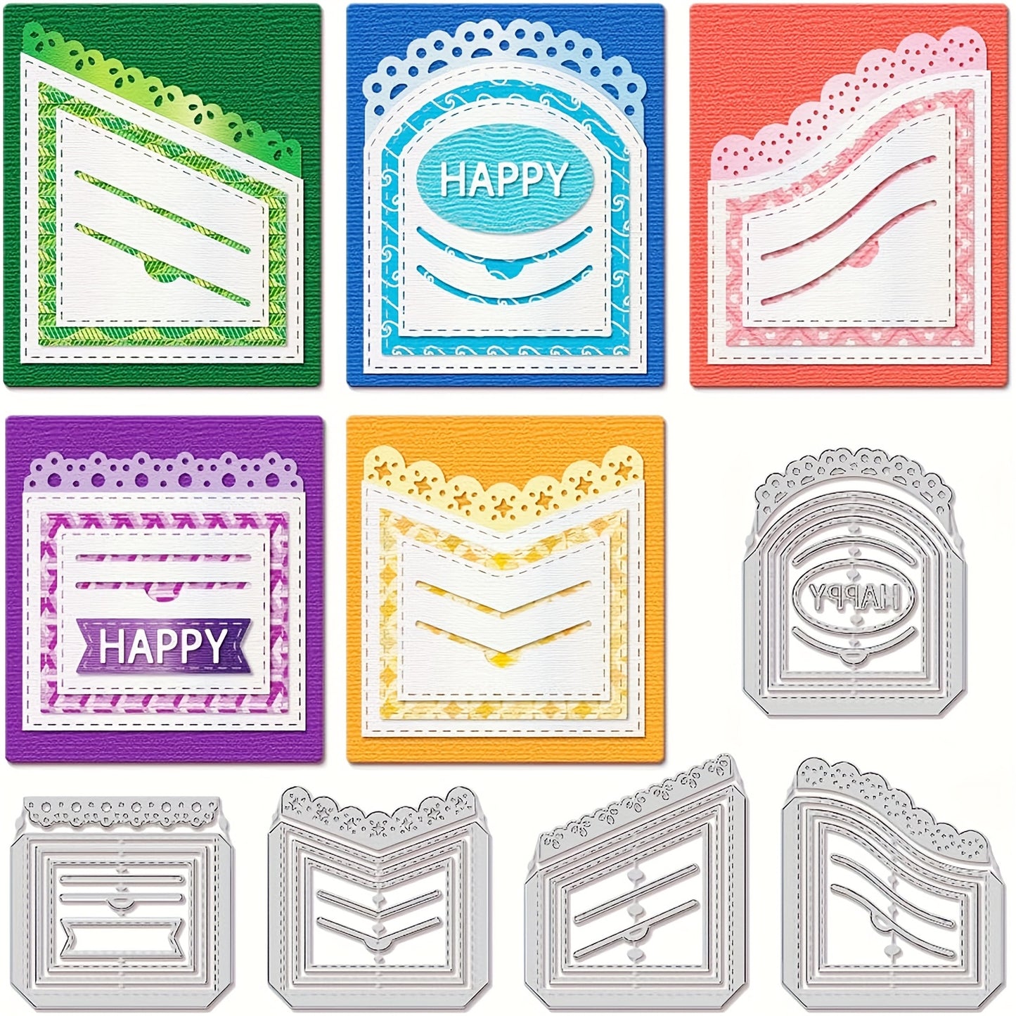 1pc Creati Plug-in Insert Pocket Wave Lace Metal Cutting Dies, Cut Dies for Card Making for Scrapbooking Paper Decoration Journal Card Greeting Card Wedding Craft Decor Stencils DIY Scrapbooking Cards Decorative Embossing Paper Die