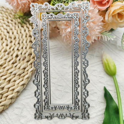 1pc Vibrant Metal Flower Border Wave Lace Frame Die Cut Stencil - Intricate Floral Design for Scrapbooking, DIY Embossing, Photo Albums & Craft Projects - Perfect for Spring & Summer Crafting, Stencils for Crafts