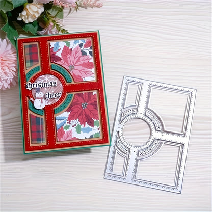 Wedding Season 1pc Rectangle Square Round Shaped Diamond Border Center Photo Album Frame Creativity Greeting Card Cutting Dies for DIY Scrapbooking Metal Cut Dies Artist Greeting Cards, Wedding Invitations Envelopes Die Cuts for Card Making Embossing Phot