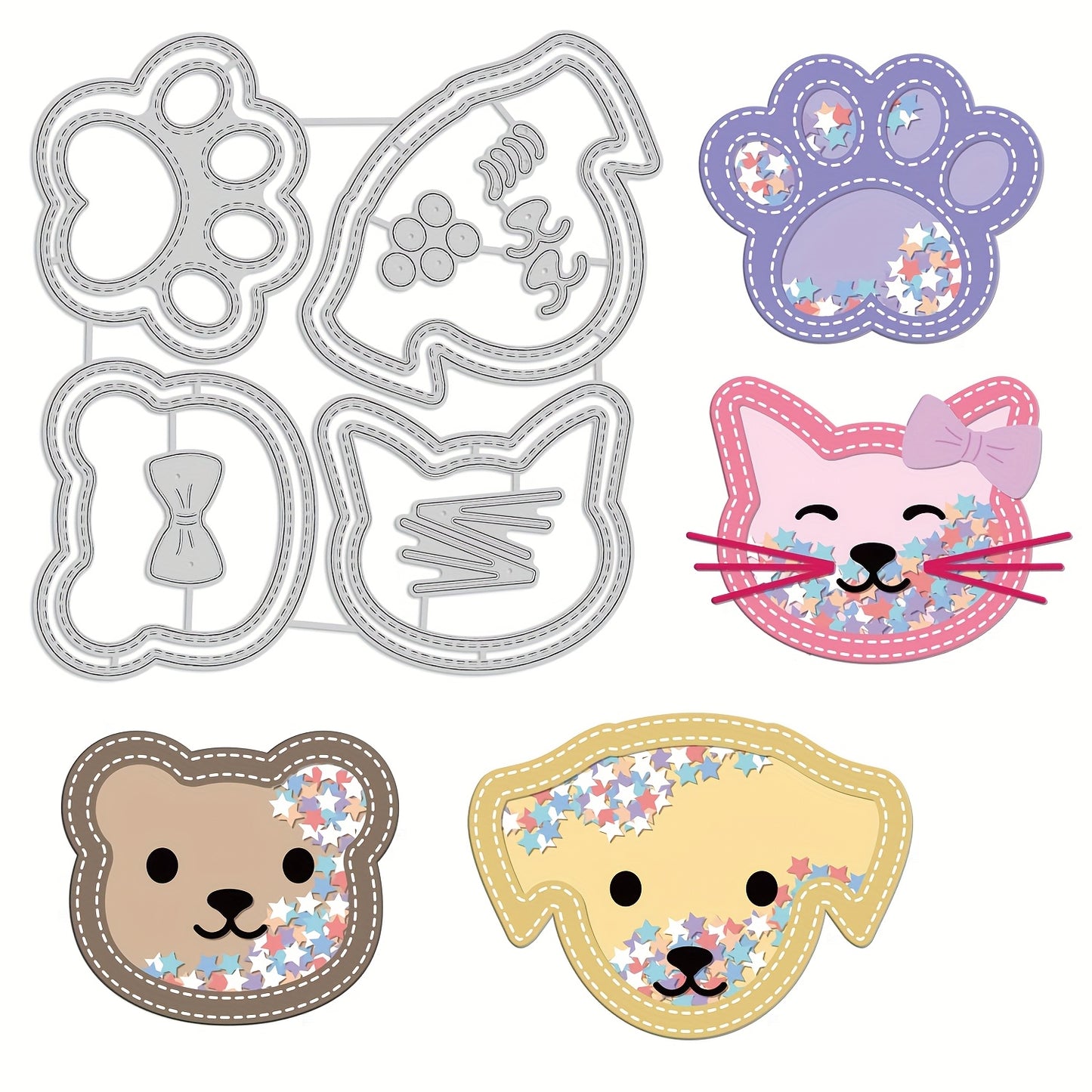 1pc Creative Fun Cute Animals Dog Cat Metal Cutting Dies, Cut Dies for Card Making for Scrapbooking Paper Decoration Journal Card Greeting card Wedding Craft Decor Stencils DIY Scrapbooking Cards Decorative Embossing Paper Dies