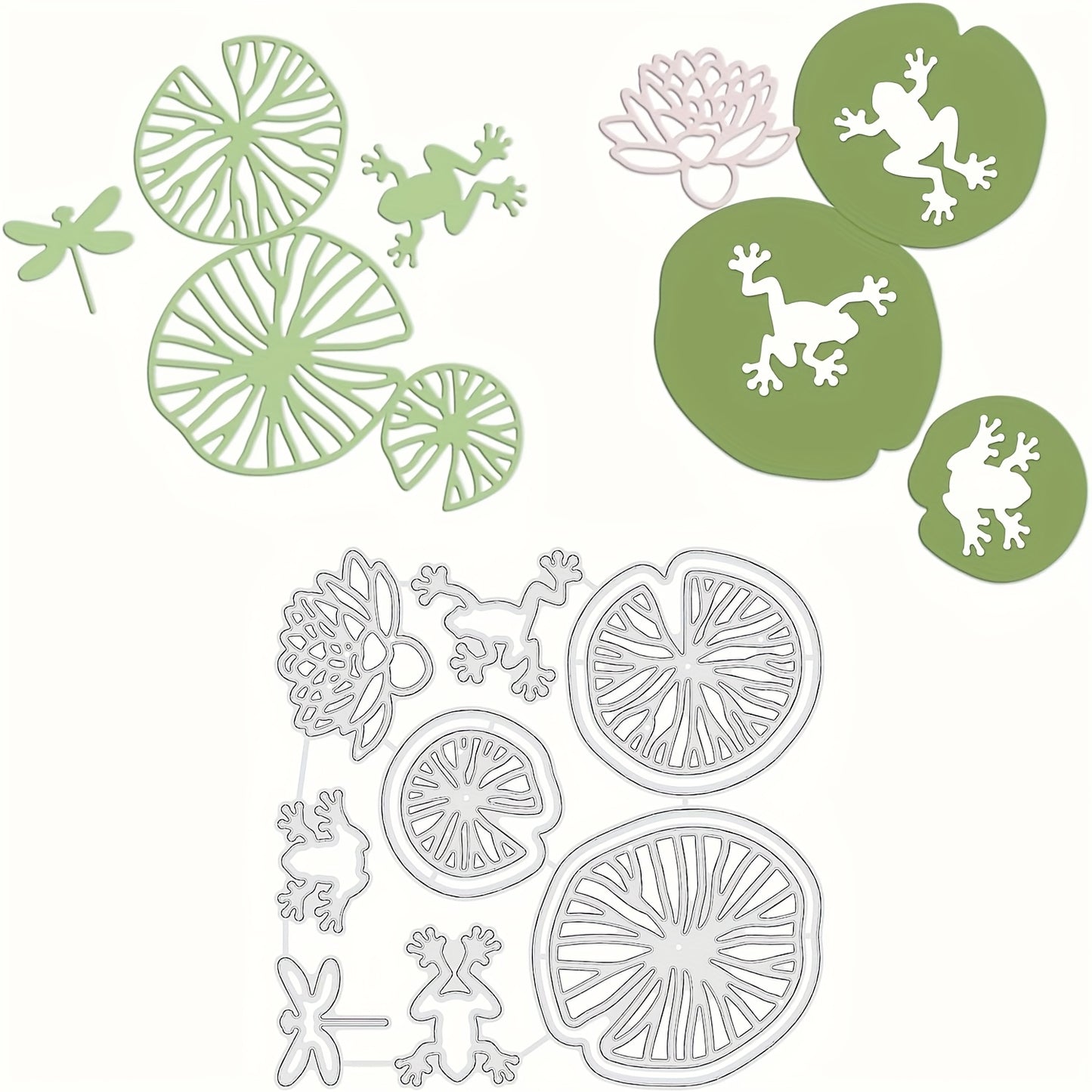 1pc Creative Summer Frog Pond for Lotus Leaves & Flowers Metal Cutting Dies - Intricate Nature-Themed Designs for DIY Scrapbooking, Card Making, Journaling & Wedding Decorations, Natureinspired Design|Floral Patterns|Detailed Craftsmanship, Frog Garden De