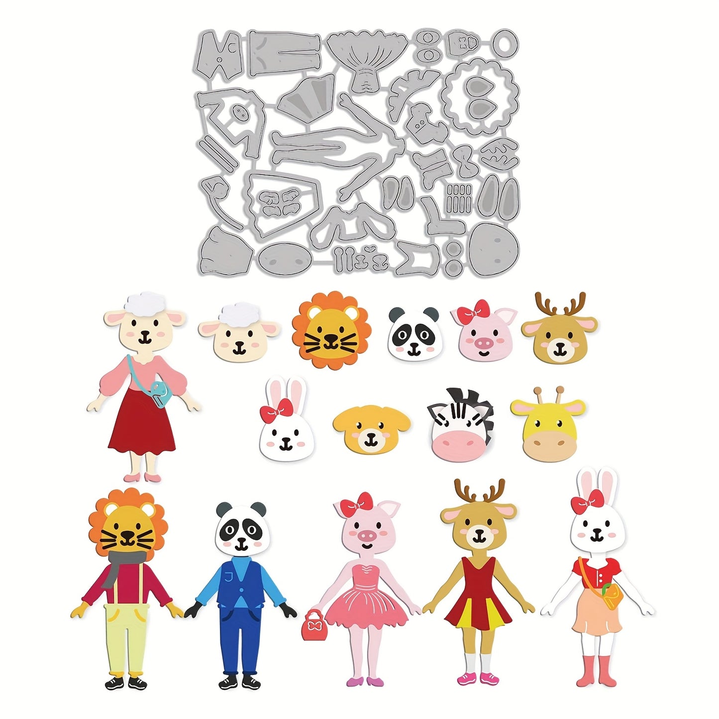 1pc Creative Fun Cute Various Animal Head Human Body Metal Cutting Dies, Cut Dies for Card Making for Scrapbooking Paper Decoration Journal Card Greeting card Wedding Craft Decor Stencils DIY Scrapbooking Cards Decorative Embossing Paper Dies