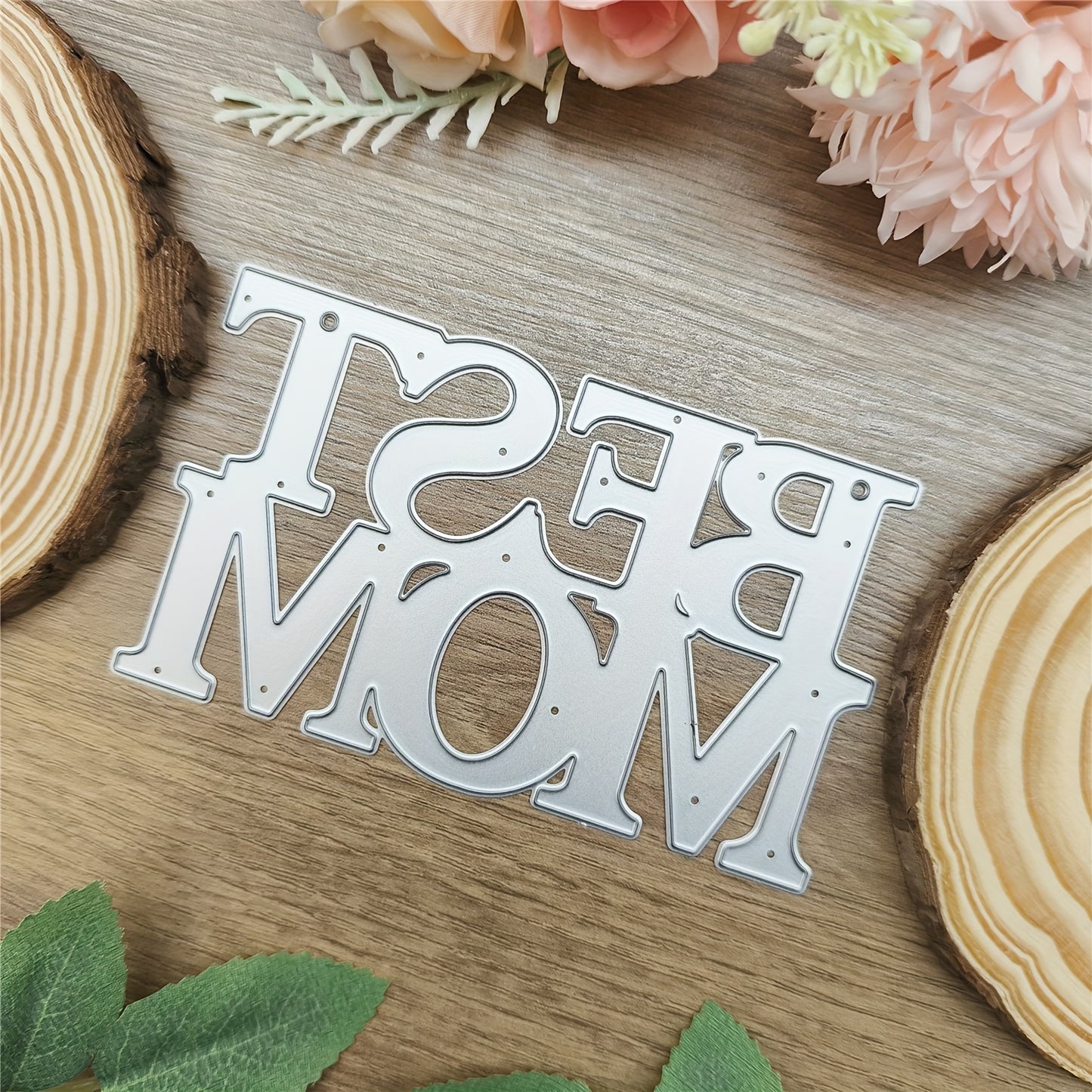 Mother's Day 1pc Creative Best Mom Happy Mother's Day Mom Background Beautiful Layers Words Title Metal Cutting Dies Cut Die Mother's Day Gift Birthday Wedding Decoration Scrapbook Paper Craft Mold DIY Scrapbooking & Stamping Stencils Supplies
