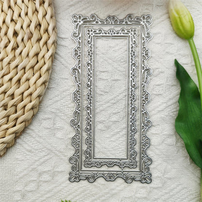 1pc Vibrant Metal Flower Border Wave Lace Frame Die Cut Stencil - Intricate Floral Design for Scrapbooking, DIY Embossing, Photo Albums & Craft Projects - Perfect for Spring & Summer Crafting, Stencils for Crafts