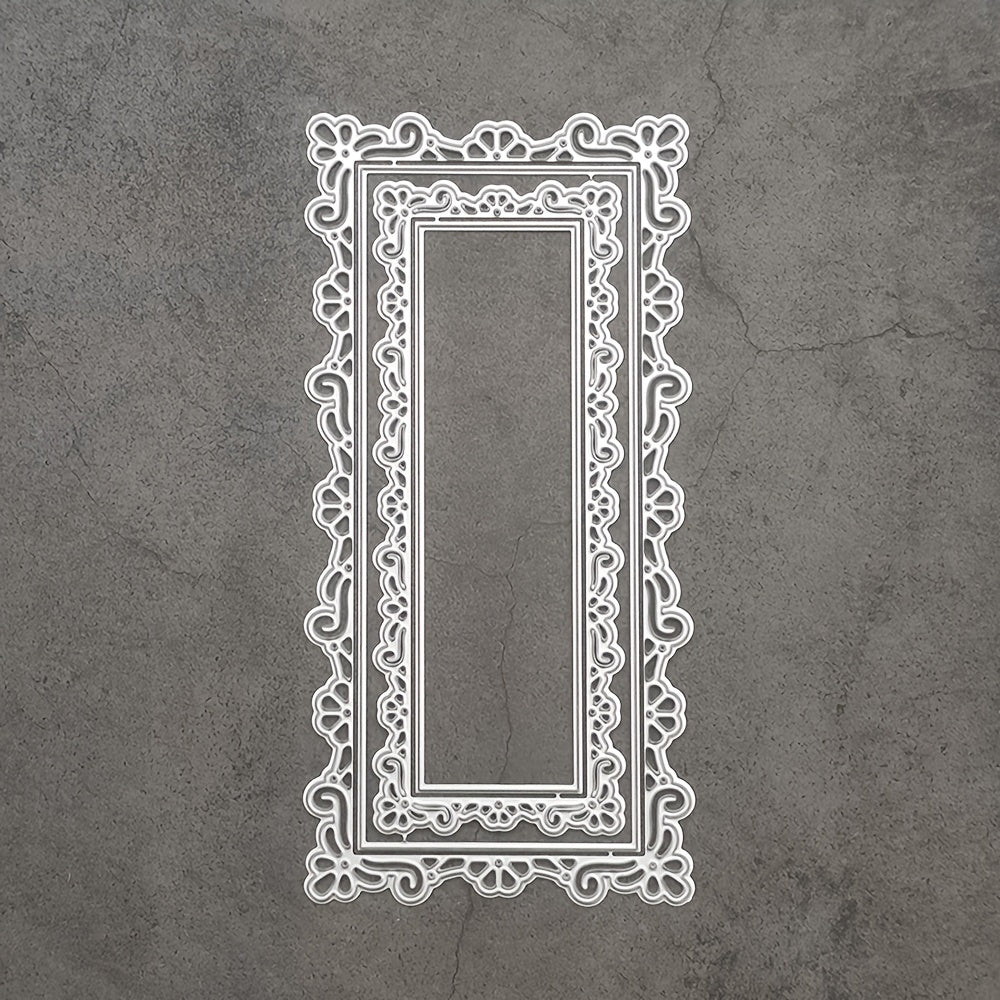 1pc Vibrant Metal Flower Border Wave Lace Frame Die Cut Stencil - Intricate Floral Design for Scrapbooking, DIY Embossing, Photo Albums & Craft Projects - Perfect for Spring & Summer Crafting, Stencils for Crafts
