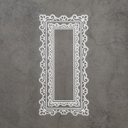 1pc Vibrant Metal Flower Border Wave Lace Frame Die Cut Stencil - Intricate Floral Design for Scrapbooking, DIY Embossing, Photo Albums & Craft Projects - Perfect for Spring & Summer Crafting, Stencils for Crafts