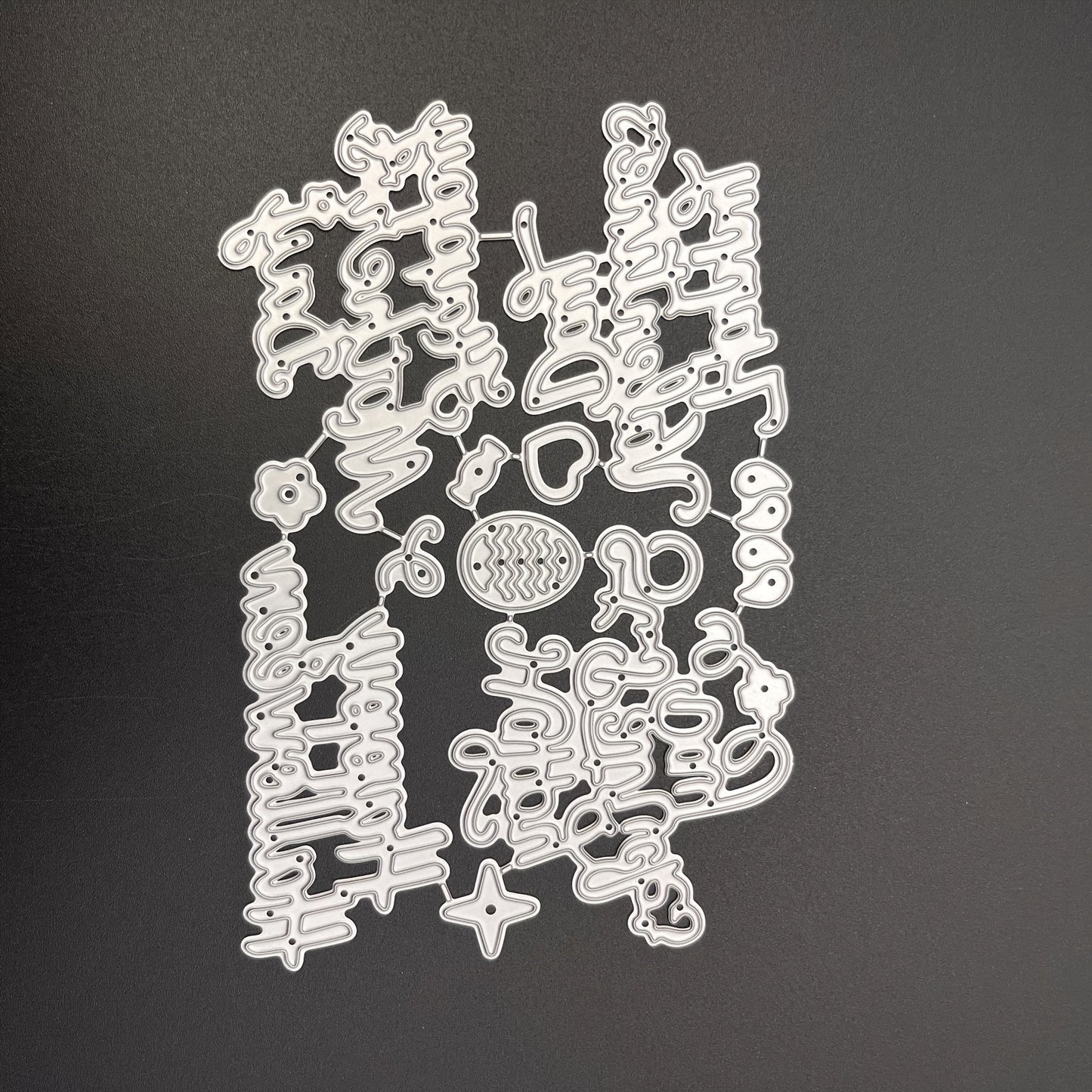 1pc Text Blessings Alphabet Digit Lace Wave Cutting Die Letters Metal Cutting Dies for Mom Mother'S Day Wedding Engagement Card Birthday Thanksgiving Festival for You Numbers Embossing Stencil Template with Punctuation for DIY Paper Art Craft Scrapbooking