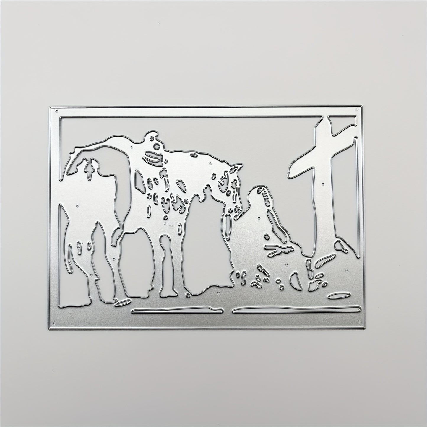 1pc Creativity Religion Cross Mourn Martyr Grave Gravestone Cross Horse Border Background Metal Die Cut Frame First Holy Communion Baptism Dies Stencils Embossing Template for DIY Scrapbooking, Greeting Card Cutting Dies for Artist Greetings Cards, Die Cu