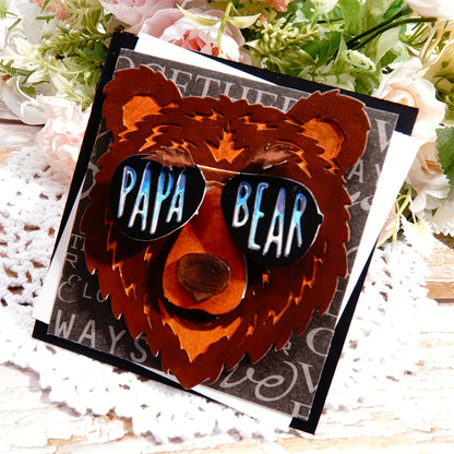 1pc Creative Cool PAPA Bear Glasses Happy Father'S Day Papá Papa Dad Die Cuts Metal Dad Embossing Cutting Dies for DIY ScrapbookingCard Making, and Paper Crafting, Perfect Gift for Moms and Dads, Father'S Day Gift Decorations,Crafting Tools | Decorative C