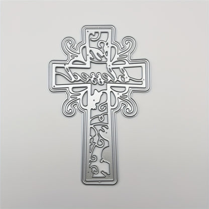 1pc Creativity Religion Cross Leaf Flowers and Plants Metal Die Cut Frame First Holy Communion Primera Comunión Baptism Dies Stencils Embossing Template for DIY Scrapbooking, Greeting Card Cutting Dies for Artist Greetings Cards, Die Cuts for Card Making